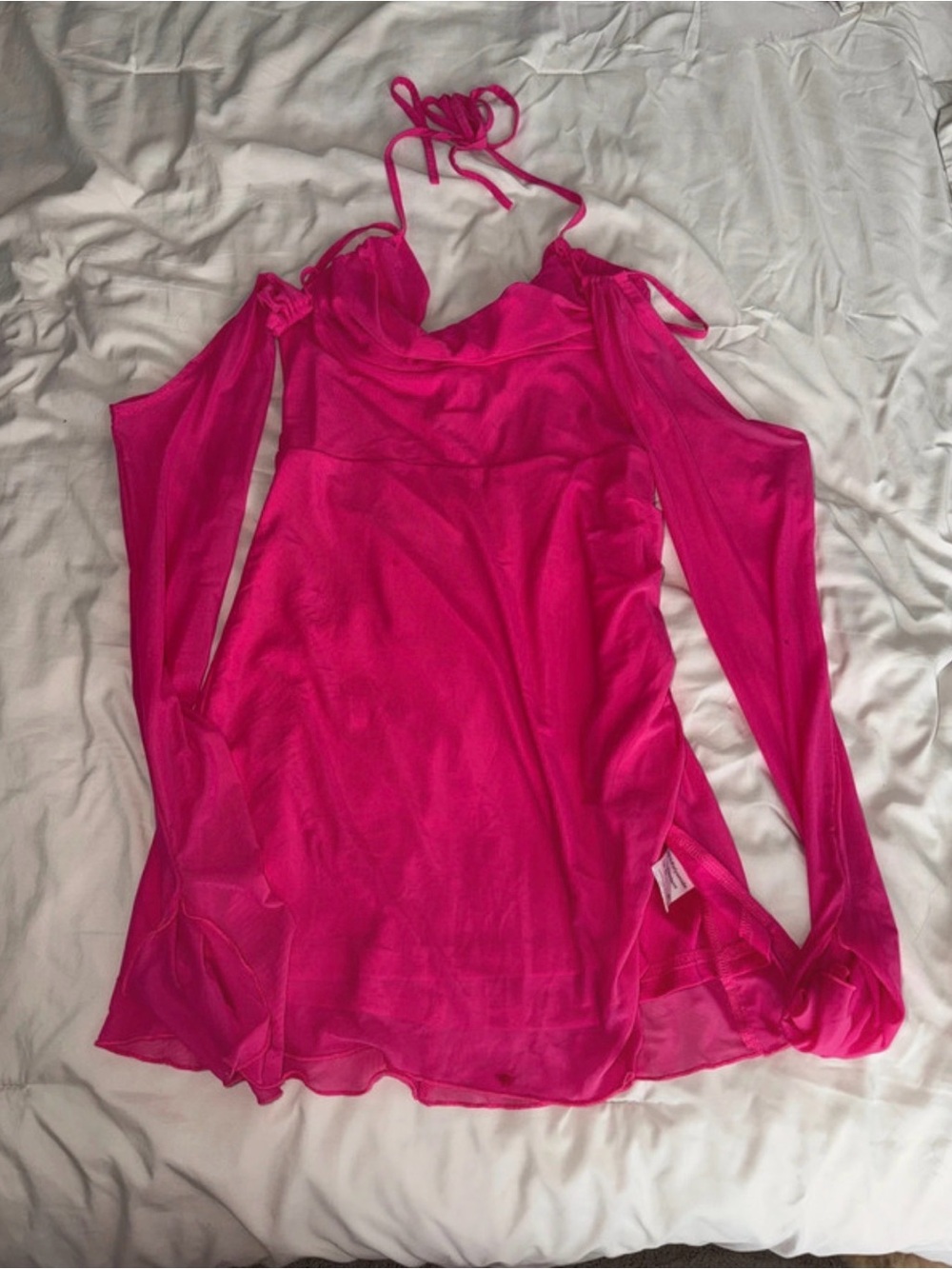 SHEIN Hot Pink Cold-Shoulder Halter Camisole